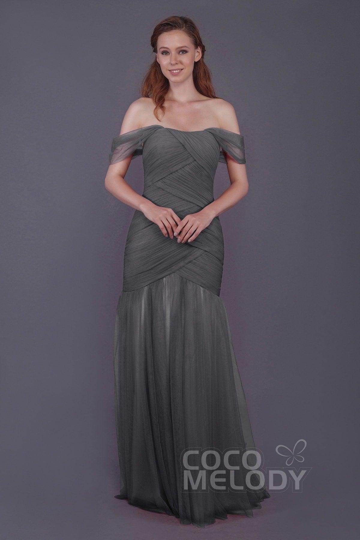 Trumpet-Mermaid Floor Length Tulle Bridesmaid Dress PR3504 - COCOMELODY